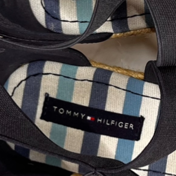 Tommy Hilfiger Girls Anastasia Espadrille Wedge Sandals Blue/Tan Zip Back Size 4 - Picture 5 of 12